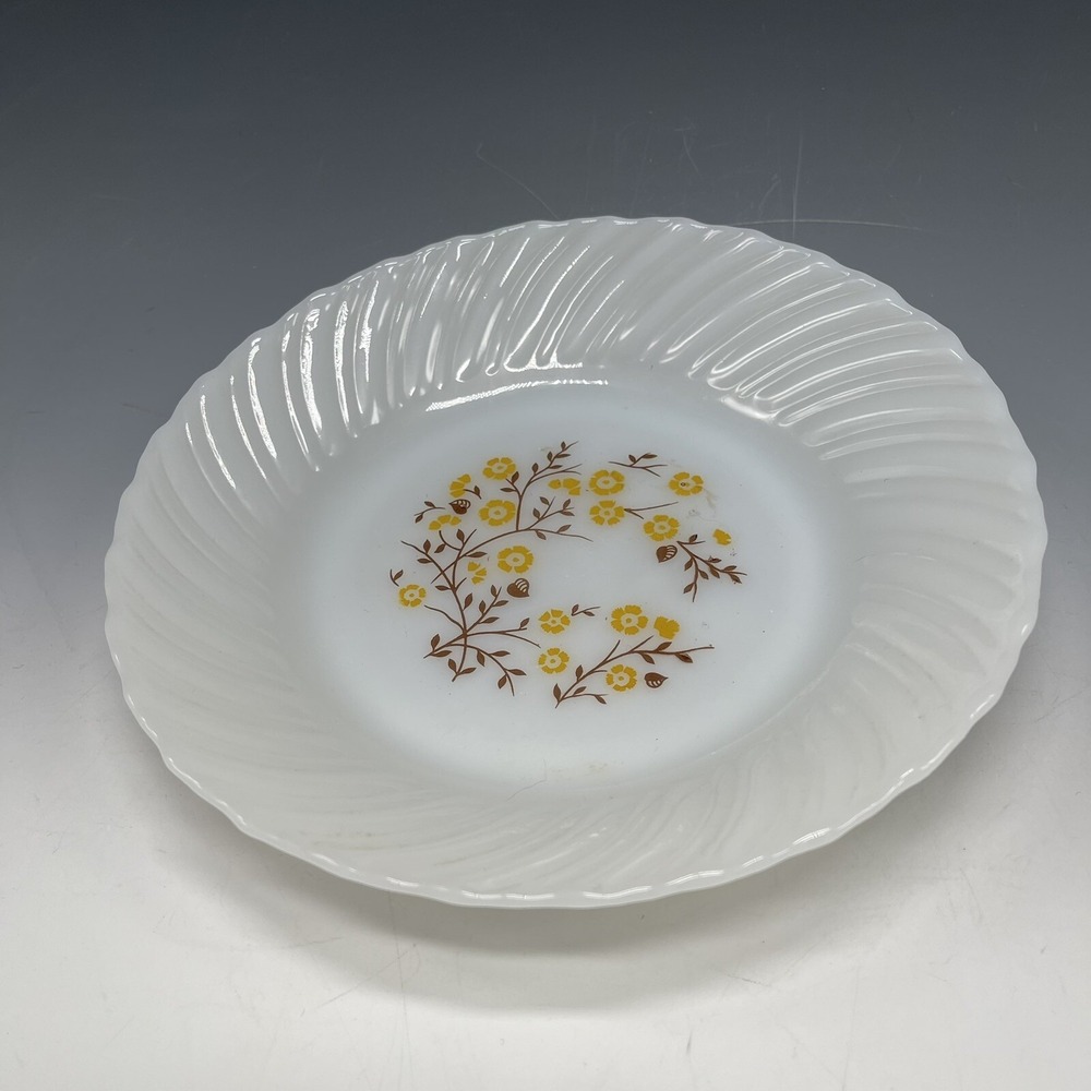 (1)‎ Termocrisa Milk Glass Floral SOUP BOWL Mexico Mid Century Retro Swirl Edge